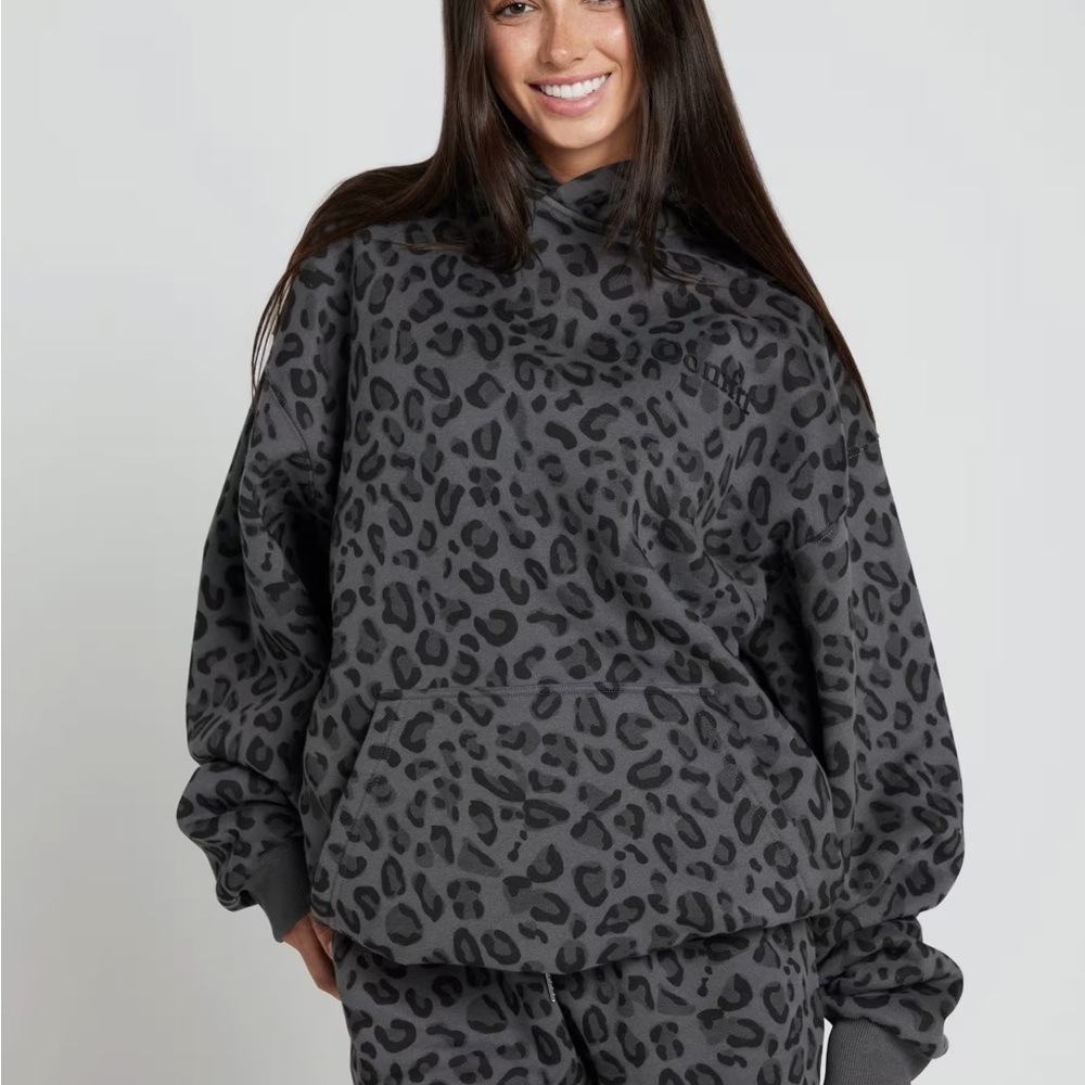 Gray Leopard Print Hoodie